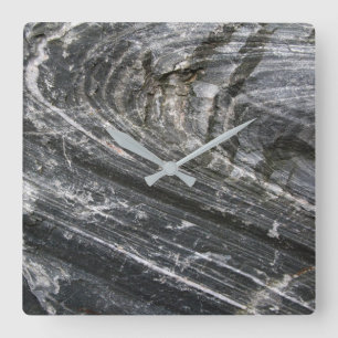 Geologie Decorative Rock Gray Waves No Digits Quadratische Wanduhr