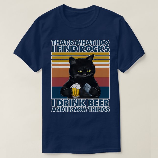 Geologie Geologin Rocks Drink Beer Cat T-Shirt (Design vorne)