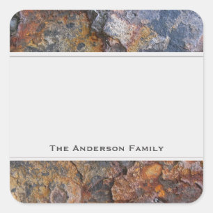 Geologie-Grungy-Rock mit Textekennzeichen Quadratischer Aufkleber