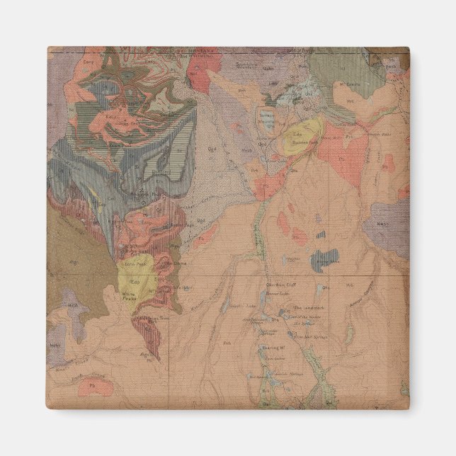 Geologie-Karte, Yellowstone National Part, Wyoming Magnet (Vorne)