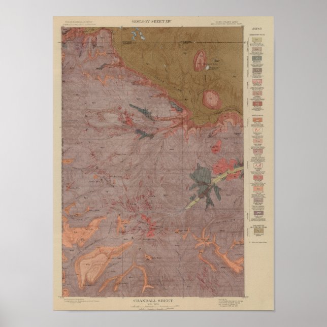 Geologie-Karte, Yellowstone National Part, Wyoming Poster (Vorne)