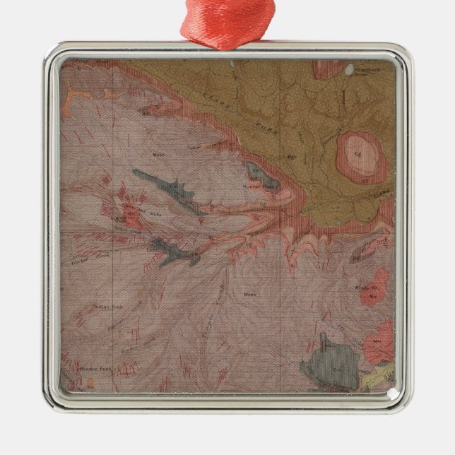 Geologie-Karte, Yellowstone National Part, Wyoming Silbernes Ornament (Vorne)