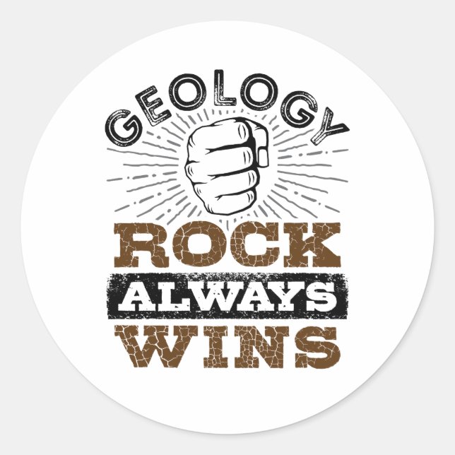Geologie Rock gewinnt immer Runder Aufkleber (Vorderseite)