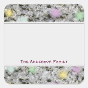 Geologie Rock Weiße Granitpastete mit Textetikett Quadratischer Aufkleber