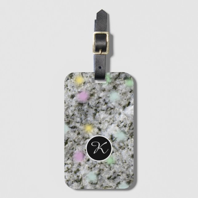 Geologie Sweet Pastel Rock Textur Custom Monogram Gepäckanhänger (Vorderseite Vertikal)
