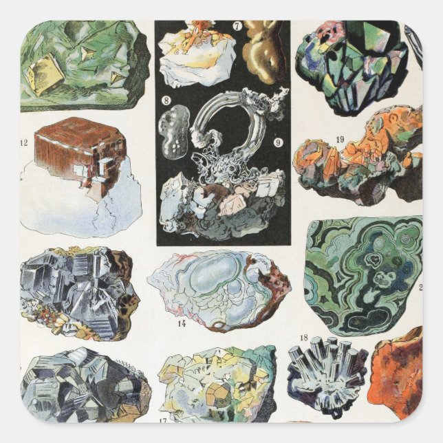 Geologie Vintager Mineralien Quadratischer Aufkleber (Vorderseite)