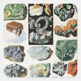 Geologie Vintager Mineralien Quadratischer Aufkleber