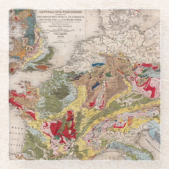 Geologie von Europa Glasuntersetzer (Vorderseite)