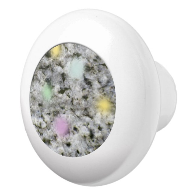 Geologie Weiße Granitfelsen Textur Pastellpunkte Keramikknauf (Rechts)