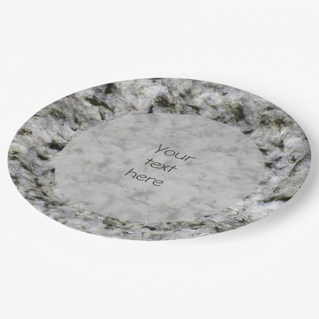 Geologie Weißer Granitfelsen Textur jeder Text Pappteller (Schrägansicht)