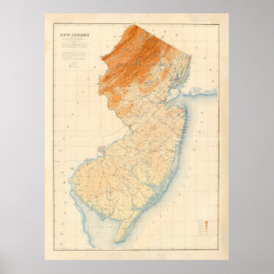 Geologische Karte des Alten New Jersey (1888) Poster