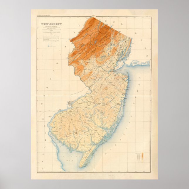 Geologische Karte des Alten New Jersey (1888) Poster (Vorne)