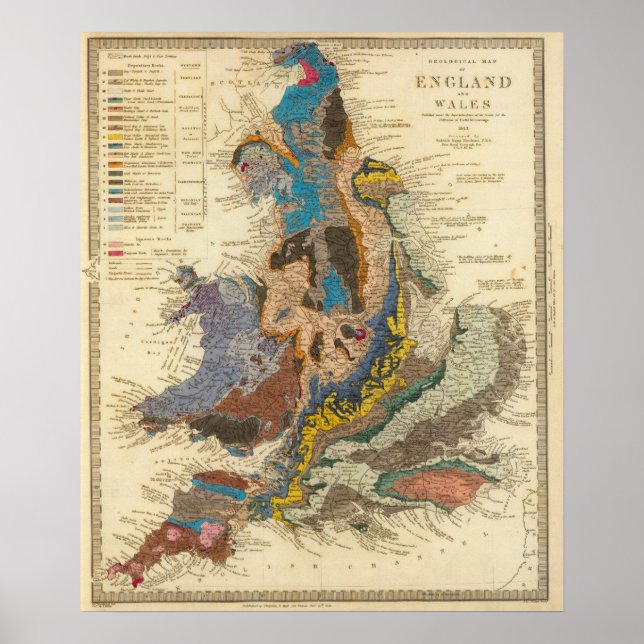 Geologische Karte, England, Wales Poster (Vorne)