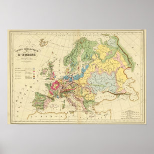 Geologische Karte Europas Poster
