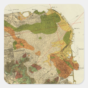 Geologische Karte San Francisco Quadratischer Aufkleber