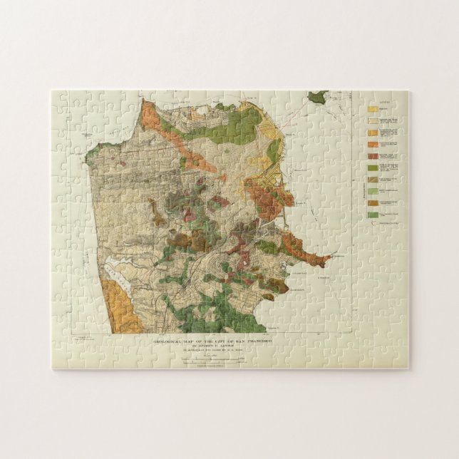 Geologische Karte Vintag San Francisco (1908) Puzzle (Horizontal)