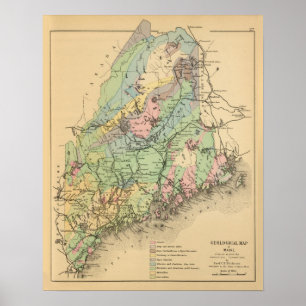 Geologische Karte von Maine Poster