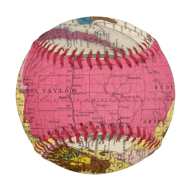 Geologische Karte von Wisconsin Baseball (Vorderseite)