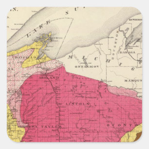 Geologische Karte von Wisconsin Quadratischer Aufkleber