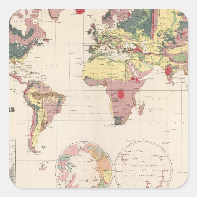 Geologische Struktur des Globus Quadratischer Aufkleber (Vorderseite)