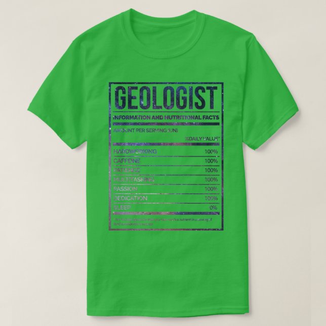 Geologist Funny Geology Nutrition Label T-Shirt (Design vorne)