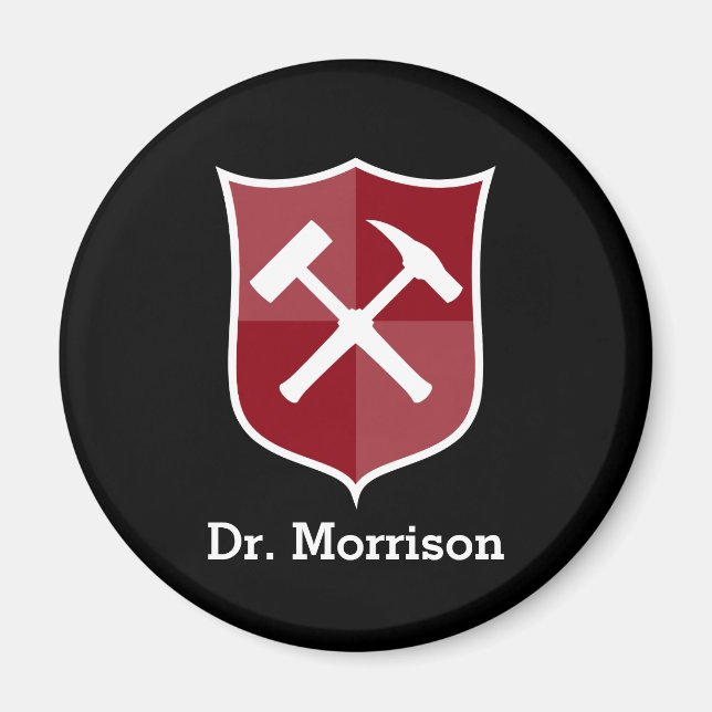 Geologistans Custom Rock Hammer and Shield Wappen Magnet (Vorne)