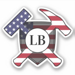 Geologistenhämmer mit Ihren Initialen auf einem Vi Aufkleber