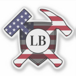 Geologistenhämmer mit Ihren Initialen auf einem Vi Aufkleber