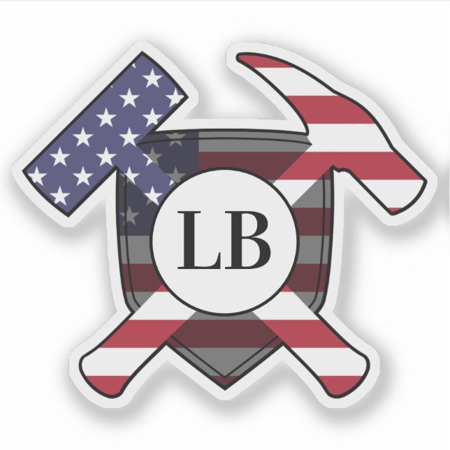 Geologistenhämmer mit Ihren Initialen auf einem Vi Aufkleber (Vorderseite)