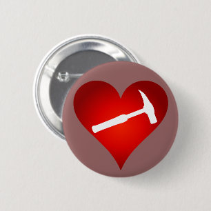 Geologistenherz und Rockhammer Button