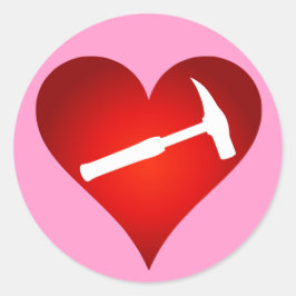 Geologistenherz und Rockhammer Runder Aufkleber