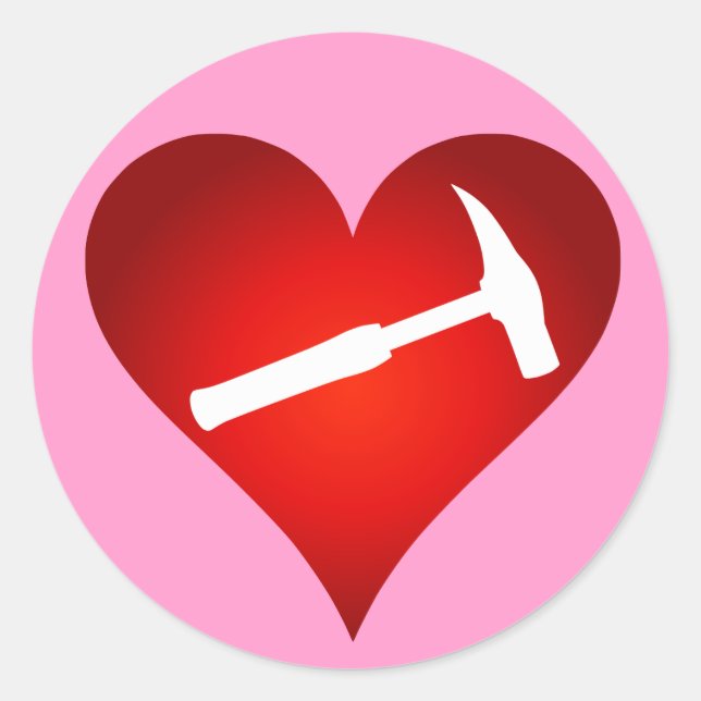 Geologistenherz und Rockhammer Runder Aufkleber (Vorderseite)