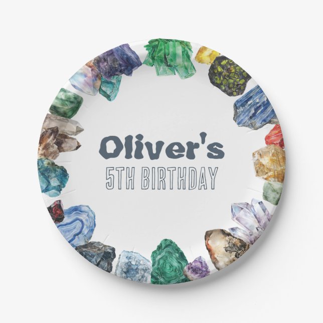 Geology Birthday Rocks Dig Party Pappteller (Vorderseite)