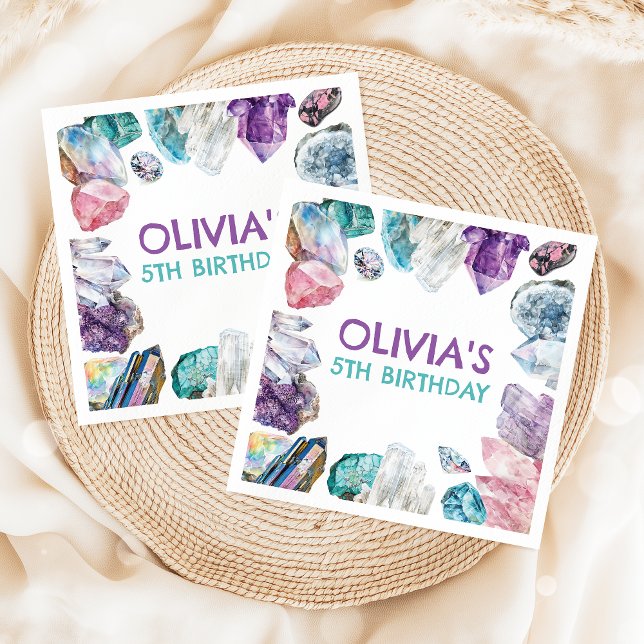 Geology Girl Birthday Gem Dig Party Napkins Serviette (Von Creator hochgeladen)