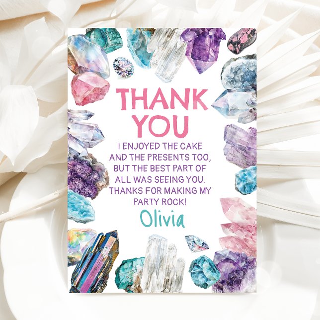 Geology Girl Birthday Rocks Dig Party Dankeskarte (Von Creator hochgeladen)