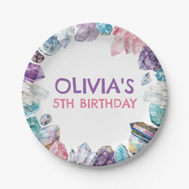 Geology Girl Birthday Rocks Dig Party Pappteller (Vorderseite)