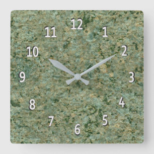 Geology Nature Foto Green Rock Texture Quadratische Wanduhr