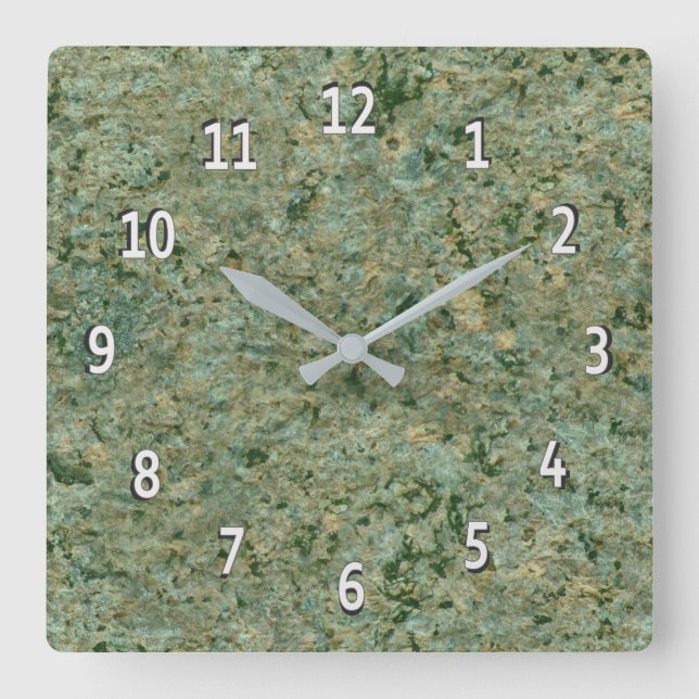 Geology Nature Foto Green Rock Texture Quadratische Wanduhr (Vorderseite)