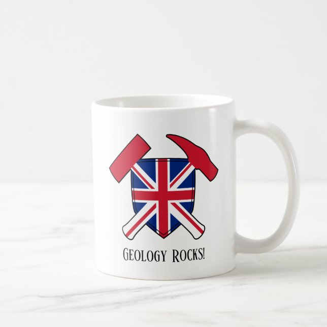"Geology Rocks" Britische Flagge Crossed Hammer Lo Kaffeetasse (Rechts)