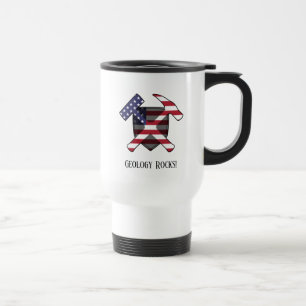 "Geology Rocks", das amerikanische Logo "Crossed H Reisebecher