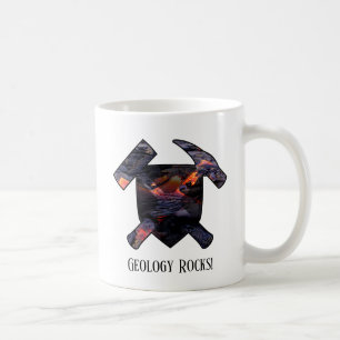 "Geology Rocks" Hammerlogo mit hawaiianischem Lava Kaffeetasse