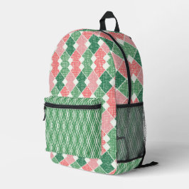 GEOMATRISCHE MUSTER FÜR GRÜNE UND KORALE ORANGE BEDRUCKTER RUCKSACK