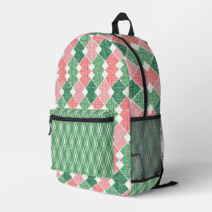 GEOMATRISCHE MUSTER FÜR GRÜNE UND KORALE ORANGE BEDRUCKTER RUCKSACK