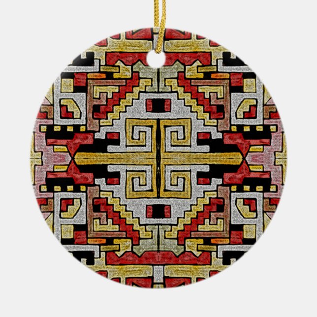 Geomethisches Tribal/ethnisches Muster Keramik Ornament (Vorne)