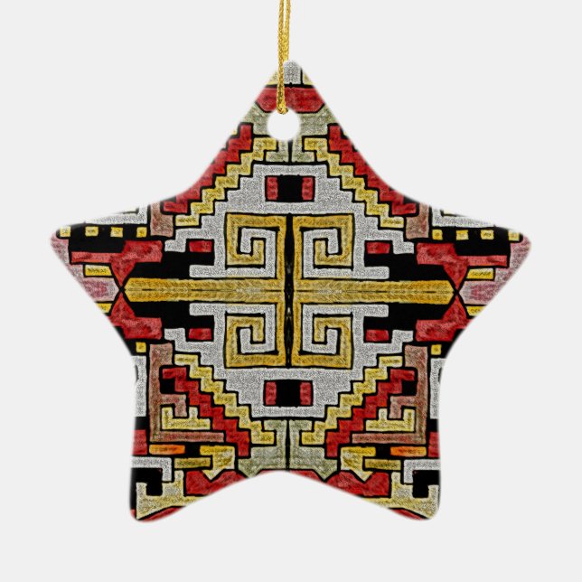 Geomethisches Tribal/ethnisches Muster Keramikornament (Vorne)