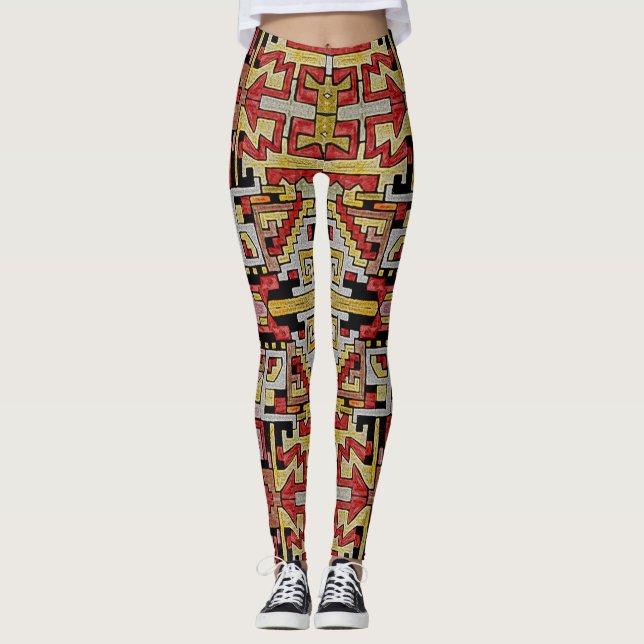 Geomethisches Tribal/ethnisches Muster Leggings (Vorderseite)