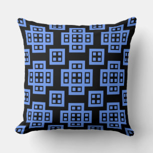 Geometric 030614 - Baby Blue on Black Kissen