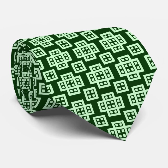 Geometric 030614 - Ghost Green on Dk Forest Green Krawatte (Gerollt)