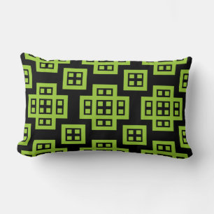 Geometric 030614 - Martian Green on Black Lendenkissen