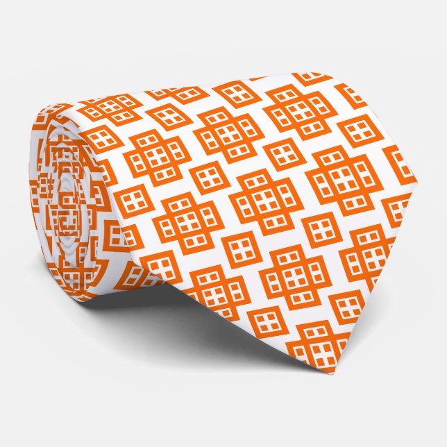 Geometric 030614 - Orange on White Krawatte (Gerollt)
